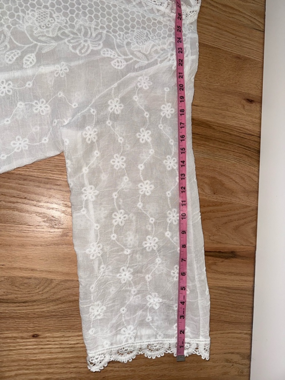 Cotton Blend Crochet Trim Lightweight Longline Kimono Crisp White Beachy 2X - Picture 5 of 11